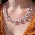 Collier souple en argent et 13 pierres en Cristal de roche
