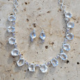 Collier souple en argent et 13 pierres en Cristal de roche