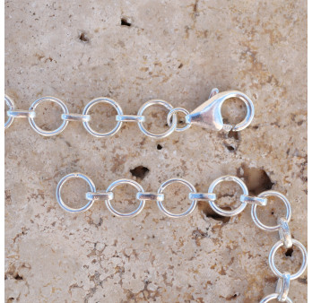 Collier souple en argent et 13 pierres en Quartz rose