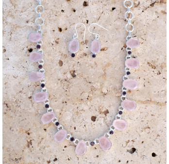 Boucles d'oreilles argent pierre Quartz rose