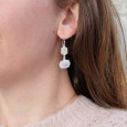 Boucles d'oreilles argent 2 pierres griffées Pierre de lune
