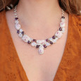 Collier plastron argent 30 pierres Cinabre Grenat et Pierre de lune Collier plastron argent 30 pierres Cinabre Grenat et Pierre de lune