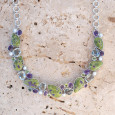 Collier plastron argent 39 pierres Atlantisite Améthyste Prasiolite