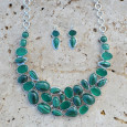 Collier plastron argent 31 pierres Malachite et Agate verte Collier plastron argent 31 pierres Malachite et Agate verte