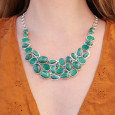 Collier plastron argent 31 pierres Malachite et Agate verte Collier plastron argent 31 pierres Malachite et Agate verte