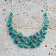 Collier plastron argent 31 pierres Malachite et Agate verte Collier plastron argent 31 pierres Malachite et Agate verte