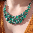 Collier plastron argent 31 pierres Malachite et Agate verte Collier plastron argent 31 pierres Malachite et Agate verte