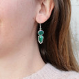 Boucles d'oreilles argent 2 pierres Malachite et Agate verte Boucles d'oreilles argent 2 pierres Malachite et Agate verte