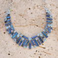 Collier plastron argent 64 pierres Labradorite et Topaze bleue