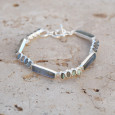 Bracelet en argent et pierres rectangulaires et ovales Labradorite