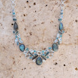Collier plastron argent 55 pierres Labradorite Apatite Topaze