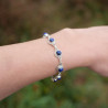 Bracelet argent ciselé et 8 pierres rondes en Lapis lazuli