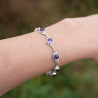Bracelet argent strié 8 pierres rondes en Améthyste