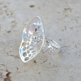 Grande bague corolle en argent et pierre Quartz rose T60 Grande bague corolle en argent et pierre Quartz rose T60