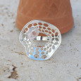 Grande bague corolle en argent et pierre Quartz rose T60 Grande bague corolle en argent et pierre Quartz rose T60