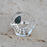 Grande bague corolle en argent et pierre Labradorite T60