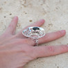 Grande bague corolle en argent et pierre Labradorite T60
