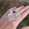 Grande bague corolle en argent et pierre Labradorite T60
