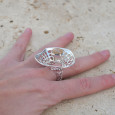 Grande bague corolle en argent et pierre Quartz rutile T58 Grande bague corolle en argent et pierre Quartz rutile T58