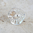 Grande bague corolle en argent et pierre Quartz rutile T58 Grande bague corolle en argent et pierre Quartz rutile T58