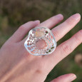 Grande bague corolle en argent et pierre Quartz rutile T58 Grande bague corolle en argent et pierre Quartz rutile T58
