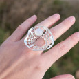 Grande bague corolle en argent et Pierre de lune T56 Grande bague corolle en argent et Pierre de lune T56