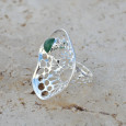 Grande bague corolle en argent et pierre Quartz strawberry vert T55 Grande bague corolle en argent et pierre Quartz strawberry vert T55