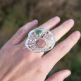 Grande bague corolle en argent et pierre Quartz strawberry vert T55 Grande bague corolle en argent et pierre Quartz strawberry vert T55