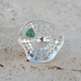 Grande bague corolle en argent et pierre Quartz strawberry vert T55 Grande bague corolle en argent et pierre Quartz strawberry vert T55