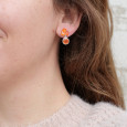 Petites boucles chics 4 pierres en Cornaline et argent