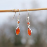 Boucles d'oreilles fines navettes en argent et Cornaline