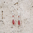 Boucles d'oreilles fines navettes en argent et Cornaline Boucles d'oreilles fines navettes en argent et Cornaline