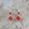 Boucles en argent et 2 pierres facettées en Cornaline