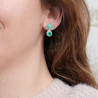 Petites boucles chics 4 pierres en Agate verte et argent