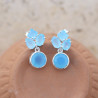 Petites boucles chics 4 pierres en Calcédoine et argent