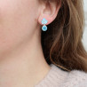 Petites boucles chics 4 pierres en Calcédoine et argent