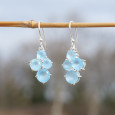 Petites boucles 4 pierres en Calcédoine griffées et argent