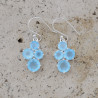 Petites boucles 4 pierres en Calcédoine griffées et argent