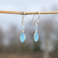 Boucles d'oreilles fines navettes en argent et Calcédoine Boucles d'oreilles fines navettes en argent et Calcédoine