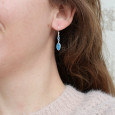 Boucles d'oreilles fines navettes en argent et Calcédoine Boucles d'oreilles fines navettes en argent et Calcédoine