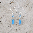 Boucles d'oreilles fines navettes en argent et Calcédoine Boucles d'oreilles fines navettes en argent et Calcédoine