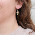 Petites boucles 4 pierres en Citrine griffées et argent