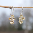 Petites boucles 4 pierres en Citrine griffées et argent