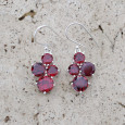 Petites boucles 4 pierres en Grenat griffées et argent
