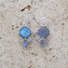 Petites boucles en argent et 4 pierres facettées en Labradorite