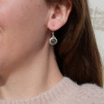 Petites boucles soleil argent et pierre Labradorite ronde
