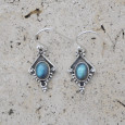 Petites boucles argent pointe ciselé et pierre Labradorite