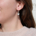 Petites boucles argent ciselé et Perle de culture ronde