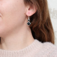 Boucles en argent et 2 pierres facettées en Onyx noir Boucles en argent et 2 pierres facettées en Onyx noir