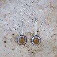 Longues boucles en argent et pierre ronde Oeil de tigre